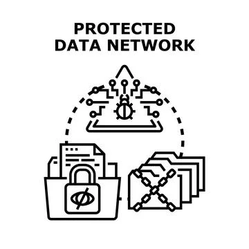 Protecting digital data network with security measures Stock Illustration
