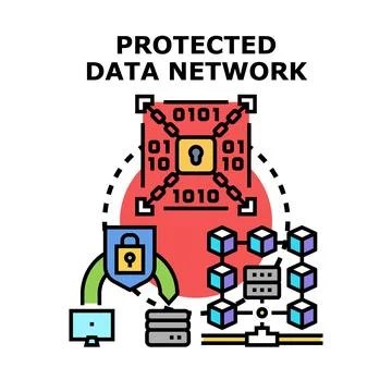 Protecting digital data with secure network technology イラスト素材