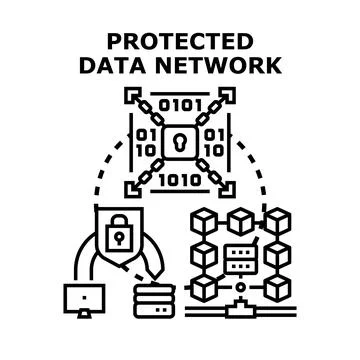 Protecting digital data with secure network technology Stock Illustration