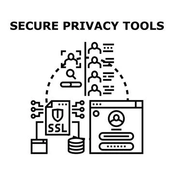 Protecting digital data with secure privacy tools イラスト素材