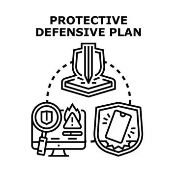 Protecting digital devices with cybersecurity defensive plan Illustrazione stock
