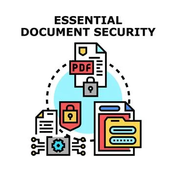 Protecting digital document security with data encryption Stock Illustration