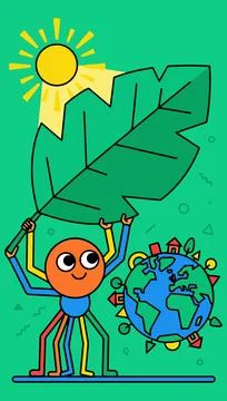 Protecting the Earth with Nature Stock Illustration