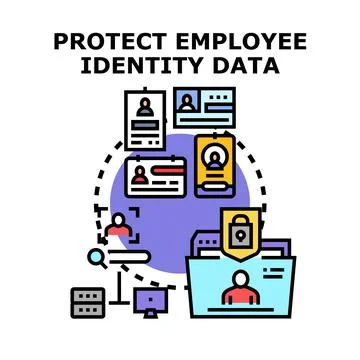 Protecting employee identity data sensitive information security Stock Illustration