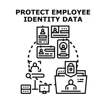Protecting employee identity data sensitive information security イラスト素材