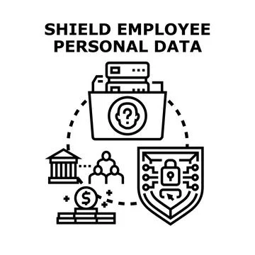 Protecting employee personal data security and privacy concept イラスト素材