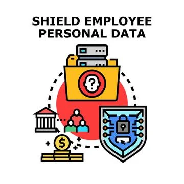 Protecting employee personal data security and privacy concept Stock Illustration