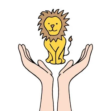 Protecting endangered lion Stock Illustration