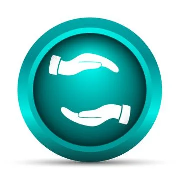 Protecting hands icon. Internet button on white background.. Stock Illustration