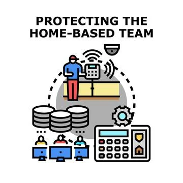 Protecting home based team data security system 스톡 일러스트