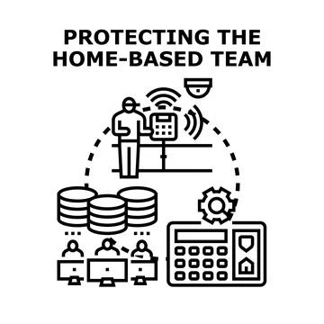 Protecting home based team data security system イラスト素材
