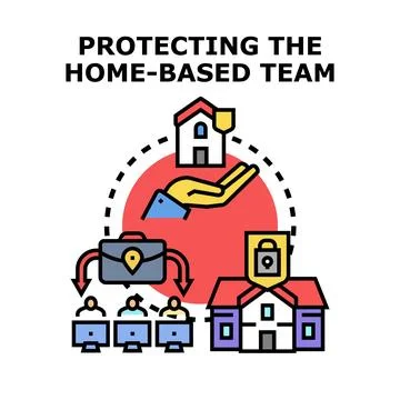 Protecting home based team employees and remote working Stock Illustration