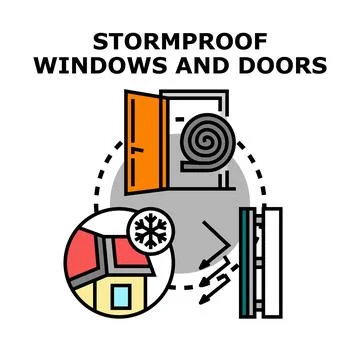 Protecting home with stormproof windows and doors Stock Illustration