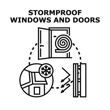 Protecting home with stormproof windows and doors Stock Illustration