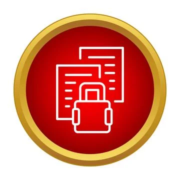 Protecting important documents with a locked padlock icon Illustrazione stock