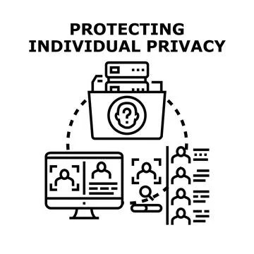 Protecting individual data privacy and digital security concept Stockillustratie
