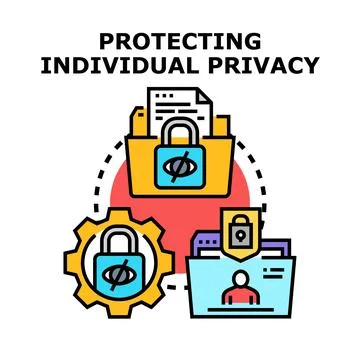 Protecting individual privacy and data security concept Stock Illustration