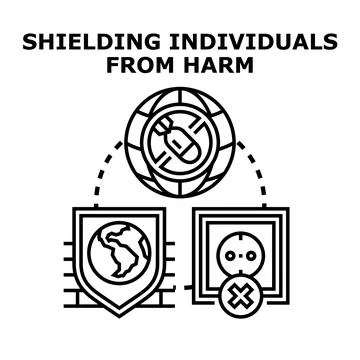 Protecting individuals from harm concept vector icon Stock Illustration