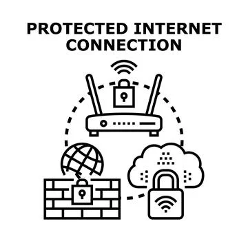 Protecting internet connection and secure network access concept Stock Illustration
