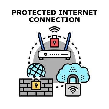Protecting internet connection and secure network access concept Stock Illustration
