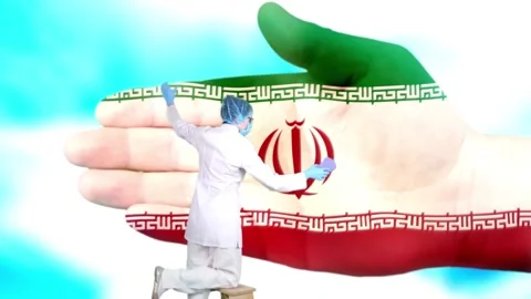 Protecting-Iranian-Flag Stock Footage 313979285