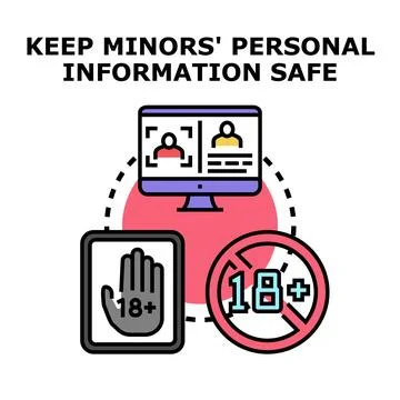 Protecting minors' personal data and online safety Stock Illustration