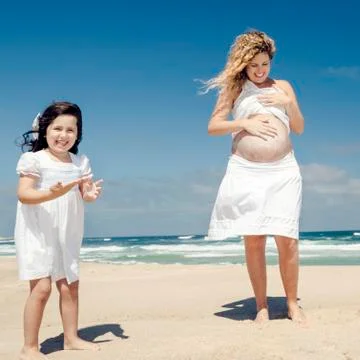 Protecting mom's belly Stock Photos