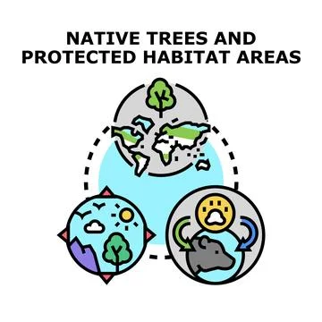 Protecting native trees and animal habitat areas Stock-Illustration