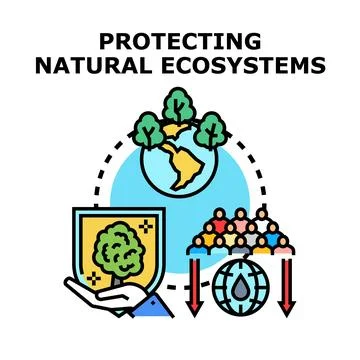 Protecting natural ecosystems for environmental conservation efforts Stock Illustration