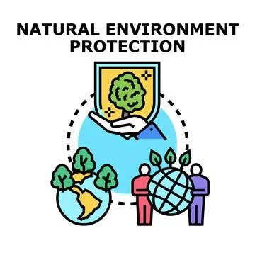 Protecting natural environment promoting ecological sustainability concept Stock Illustration