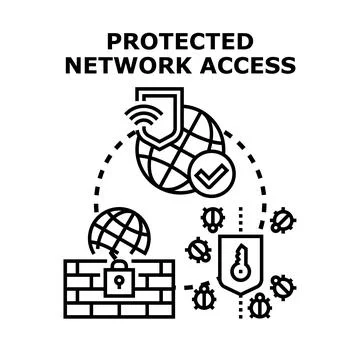Protecting network access through cybersecurity solutions and data safety Stock Illustration