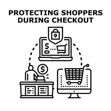 Protecting online and in store customer payment data Stock Illustration