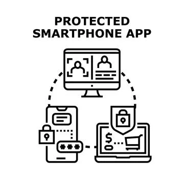 Protecting online data and digital accounts with cybersecurity Stock Illustration