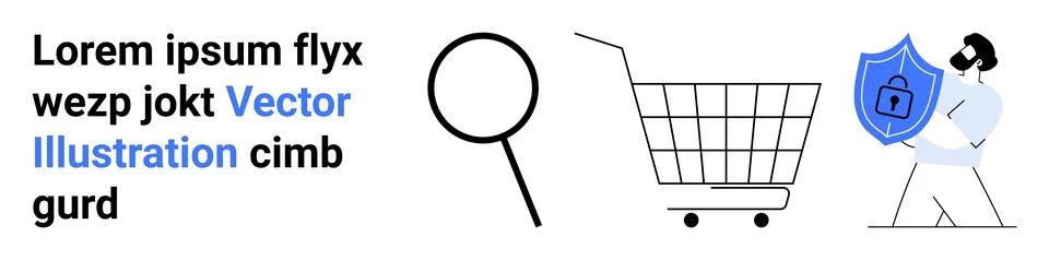 Protecting Online Shopping with Vector Graphics and Security Icons イラスト素材
