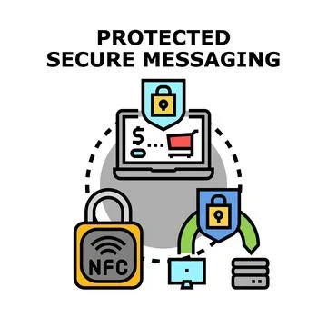 Protecting online transactions with secure messaging technology Stock Illustration