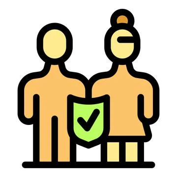Protecting partnership with a secure shield icon 库存插图