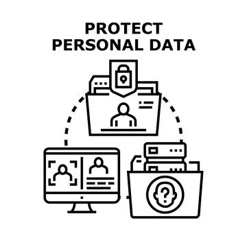 Protecting personal data online with digital security concepts Stock Illustration