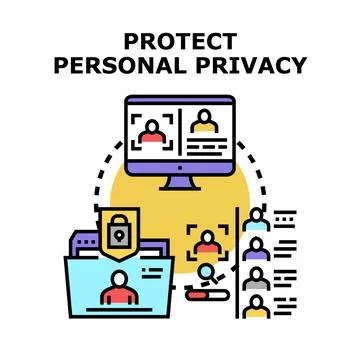 Protecting personal information and user data privacy concept Stock Illustration