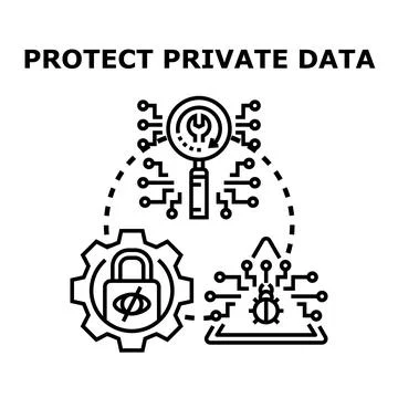 Protecting private data and cybersecurity concept illustration Stock Illustration