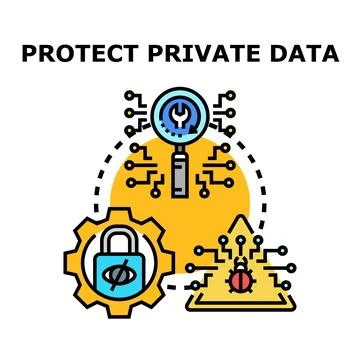 Protecting private data and cybersecurity concept illustration Stock Illustration
