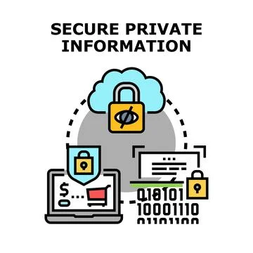 Protecting private data with cloud security and encryption Stock Illustration