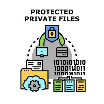 Protecting private files with digital data security network Stockillustratie