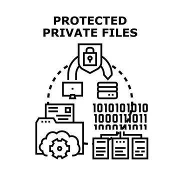 Protecting private files with digital data security network Stock Illustration