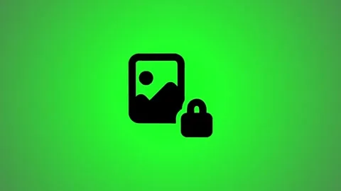 Protecting private image with a lock icon graphic representing security and.. Stock Footage 346491260