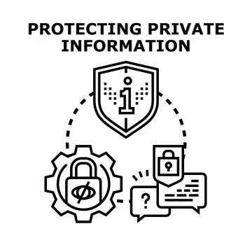 Protecting private information data privacy shield concept Stock Illustration