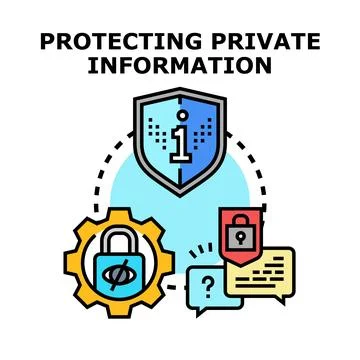 Protecting private information data privacy shield concept Stock Illustration