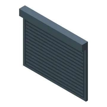 Protecting property, isometric view of closed roller shutter door Stock Illustration