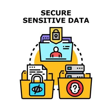 Protecting sensitive data and confidential information security Illustrazione stock