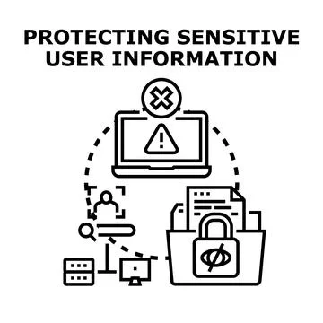 Protecting sensitive user information security data privacy Illustrazione stock