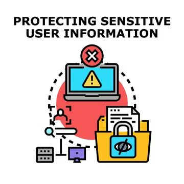 Protecting sensitive user information security data privacy Illustrazione stock